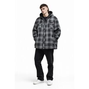 Dickies Hooded Plaid Rugged Workwear Jacket Men’s 3XL Gray Black Flannel Lined